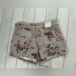 Universal Thread Floral High Waist Shorts - Tan and Pink